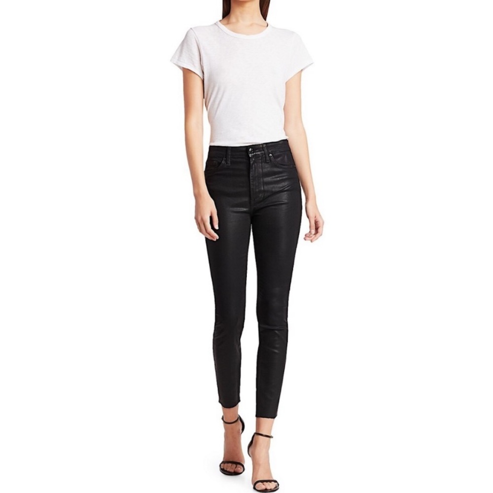 Joe's Coated Denim High Rise Ankle Skinny Jeans Charlie Black‎ Sz 31